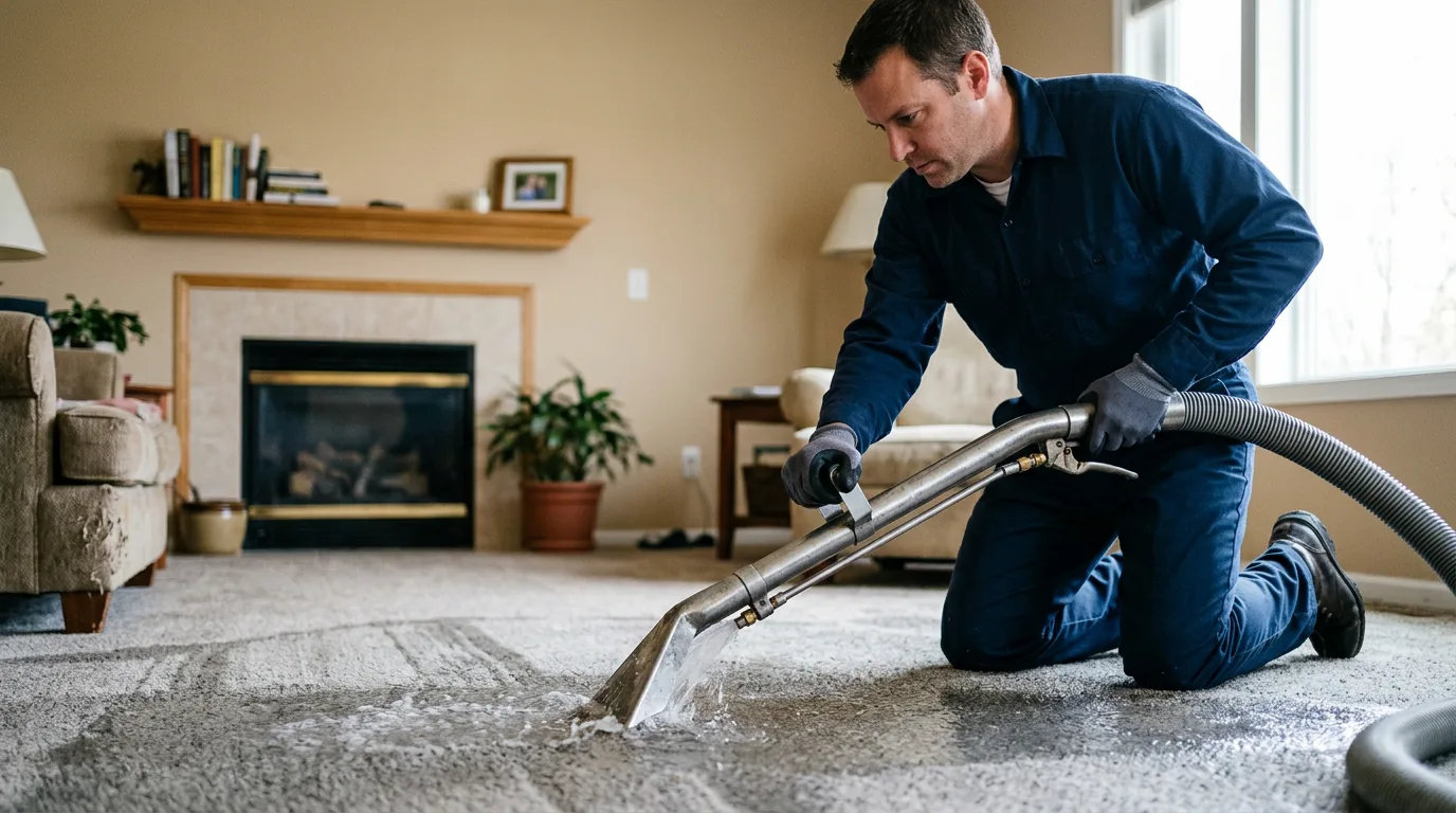 Water damage restoration technician working near Glenburn, ME
